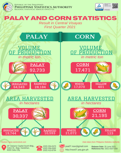 Palay and Corn Statistics of Central Visayas - First Quarter 2021