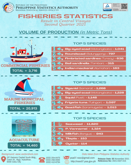 Fisheries Statistics Results in Central Visayas for Second Quarter 2021