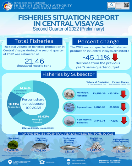 Fisheries Situation Report in Central Visayas, Second Quarter of 2022 (Preliminary)