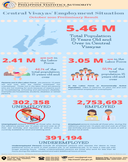 Central Visayas' Employment Situation - October 2020 Preliminary Results