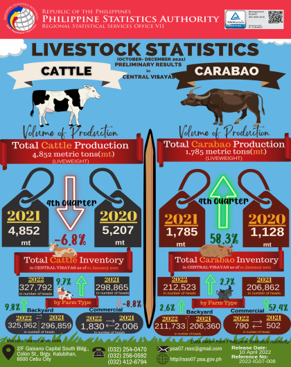 Cattle and Carabao Statistics in Central Visayas (October to December 2021 Preliminary Results)