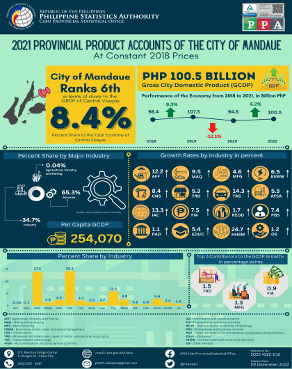 2021 Provincial Product Accounts of the City of Mandaue, At Constant 2018 Prices