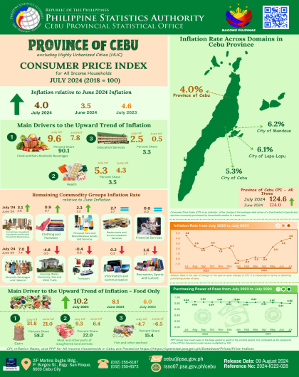 Inflation Report in the Province of Cebu Consumer Price Index (2018=100) July 2024