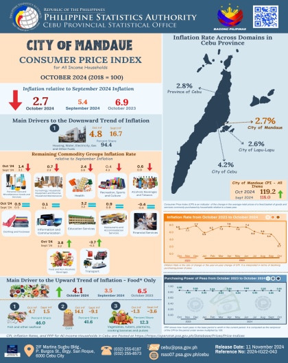 City of Lapu-Lapu Consumer Price Index for All Income Households October 2024(2018=100)