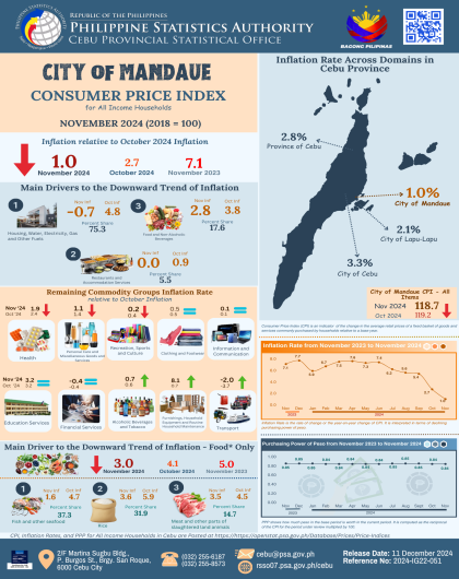 City of Mandaue Consumer Price Index for All Income Households November 2024(2018=100)