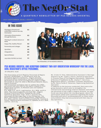 Negros Oriental 3rd Quarter 2018 Newsletter